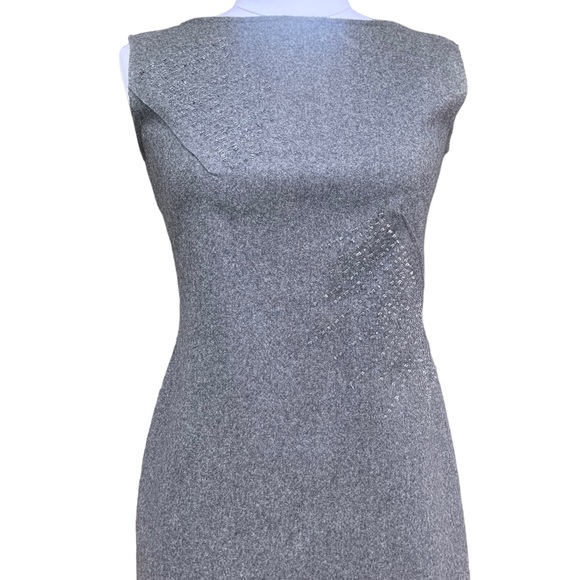 ALBERTA FERRETTI 90s Wool Sheath Dress. Crystal Beading Details. Minimalist HOT! - Picture 11 of 13